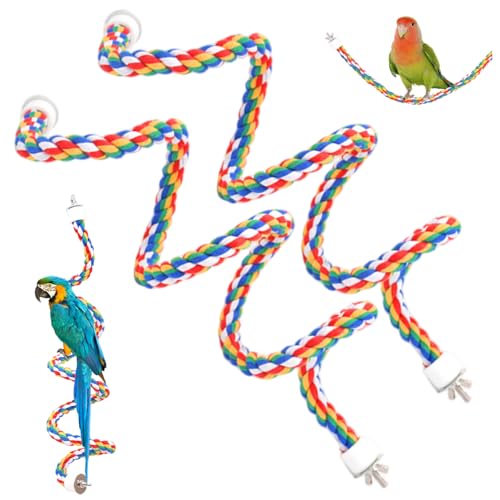 2pcs Bird Seilstange, farbenfrohe Seilvogelstange für Käfig mit Saugbecher, lustige Papageienspielzeug zum Klettern von Schleif -Vogelzubehör, Birdcage Swing Toys 2pcs Bird Seilstange, farbenfrohe Seilvogelstange für Käfig mit Saugbecher, lustige Papageienspielzeug zum Klettern von Schleif -Vogelzubehör, Birdcage Swing Toys von Yaoliucp