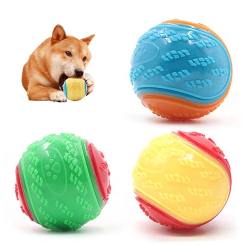 3pcs Hundequietschchen, bissresistente lustige und spielerische Kauen-Quietschspielzeugspielspielzeug, BPA-freie unzerstörbare interaktive Hundekugeln für Hunde und aggressive Tierezähne sauber 3pcs Hundequietschchen, bissresistente lustige und spielerische Kauen-Quietschspielzeugspielspielzeug, BPA-freie unzerstörbare interaktive Hundekugeln für Hunde und aggressive Tierezähne sauber von Yaoliucp