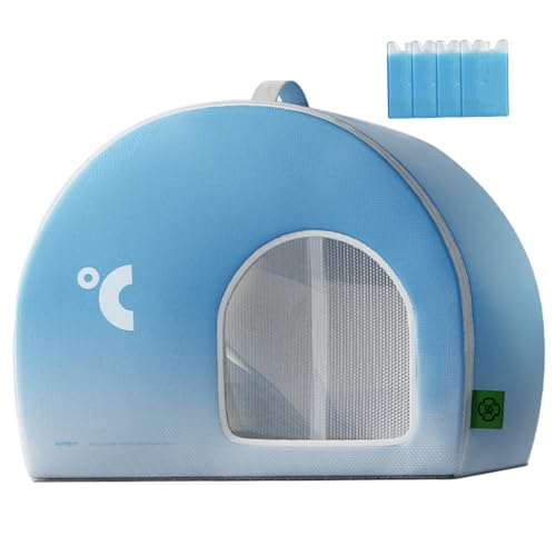 Haustierkühlhaus, Kühlhaus, 17x15x15 Faltbare Katze mit wiederverwendbarem Eisbox, konditioniertes Haustierzimmer mit visueller Tür für Innen-, Außen- und Sommer von Yaoliucp