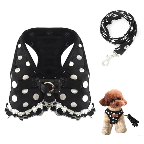 Hundekabelbaum, Punkte Weste Kabelbaum Leine Set, No-Pull-Haustierkabelbaum mit Mesh für Welpenkatze Kleiner Mädchenhund, Schwarz, L, Hundekabelbaum Hundekabelbaum, Punkte Weste Kabelbaum Leine Set, No-Pull-Haustierkabelbaum mit Mesh für Welpenkatze Kleiner Mädchenhund, Schwarz, L, Hundekabelbaum von Yaoliucp