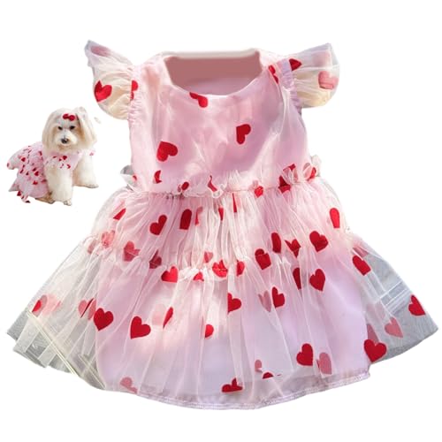 Hundekleid Hundekleidung für kleine Hunde Mädchen, Kleid, süßer Herzdruck Tüll Welpe, atmungsaktivem Rock für Gewicht 2, 5-4 kg Haustier von Yaoliucp