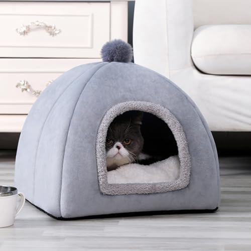 Katzenbetten für Innenkatzen | Katzenbett halbschichtete Katzenbetten mit einem rutschten Boden weiche warme Katzenbetten für Innenkatzen mit abnehmbarem Kissen niedliche Katze Höhle für Katze und kl Katzenbetten für Innenkatzen | Katzenbett halbschichtete Katzenbetten mit einem rutschten Boden weiche warme Katzenbetten für Innenkatzen mit abnehmbarem Kissen niedliche Katze Höhle für Katze und kl von Yaoliucp