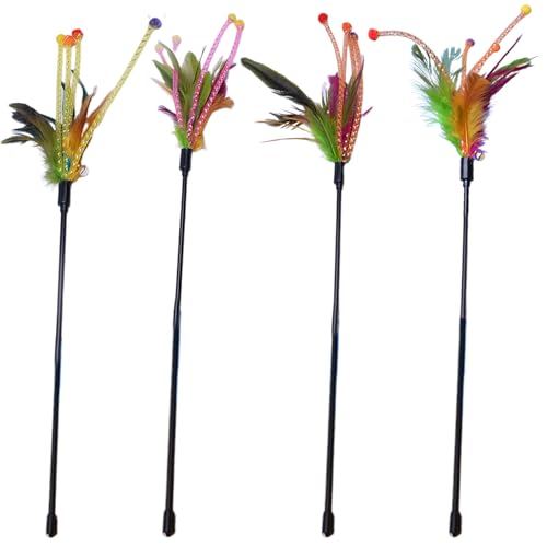 Katzenstabspielzeug, 4pcs Interaktiver Katzenteaser -Zauberstab mit lauter Glocke, 20 -Zoll -Katzenstabspielzeug mit Nicht -Slip -Griff, Katzenspielzeugfedern für Katze und Kätzchen, Katzenstab Spiel Katzenstabspielzeug, 4pcs Interaktiver Katzenteaser -Zauberstab mit lauter Glocke, 20 -Zoll -Katzenstabspielzeug mit Nicht -Slip -Griff, Katzenspielzeugfedern für Katze und Kätzchen, Katzenstab Spiel von Yaoliucp