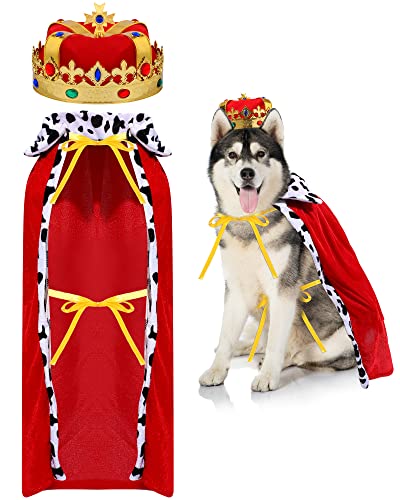 2 Stück kleine Hunde King Umhang Kostüm Haustier Anzug Inklusive Hundekrone Hundehut König Hund Umhang Halloween Kostüme für Hunde Prinz Kostüm Katzen Halloween Weihnachten Cosplay Urlaub Geburtstag von Yaomiao