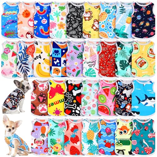 Yaomiao Hawaii-Hunde-Shirts für Mädchen, Hunde, atmungsaktiv, ärmellos, für Katzen, 32 Stück (Cartoon-Serie, XS) von Yaomiao