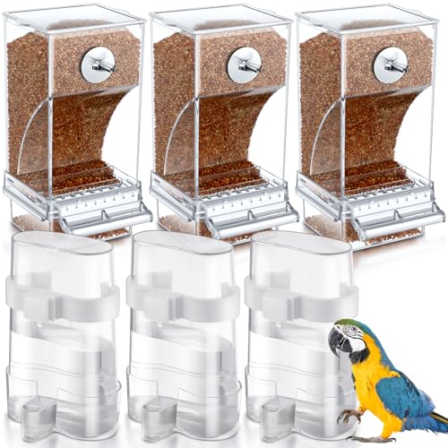 Yaomiao Vogelfutterstation und Wasserspender, automatischer Sittichsamenspender, transparenter Wachtelfutterspender und bewässerter Käfig-Zubehör für kleine und mittelgroße Papageien, Nymphensittiche von Yaomiao