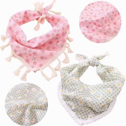 Hundehalstücher für Frühling, Sommer, Gänseblümchen, verstellbar, Dreieck, waschbar, für kleine, mittelgroße Hunde und Katzen, 2 Stück Hundehalstücher für Frühling, Sommer, Gänseblümchen, verstellbar, Dreieck, waschbar, für kleine, mittelgroße Hunde und Katzen, 2 Stück von Yaopelky