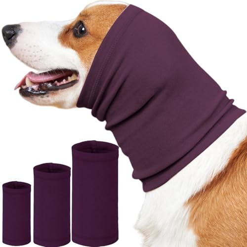 Yaopelky Beruhigende Hundeohrabdeckungen zum Lärmschutz, Angstlinderung, Geräuschunterdrückung bei Feuerwerk und Gewitter, Fellpflegehilfe für Hunde (Violett, L) von Yaopelky