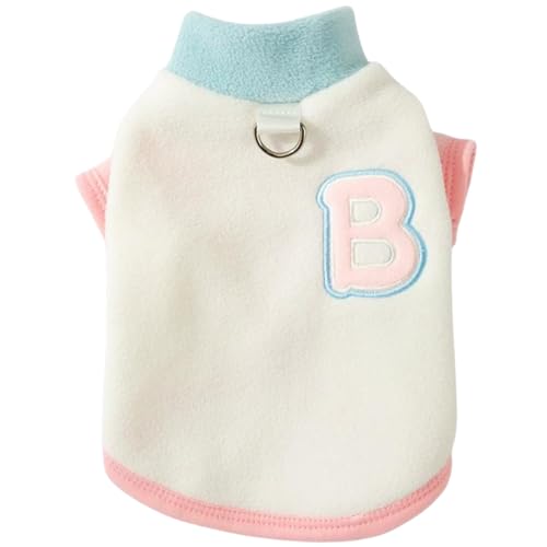 Yaopelky Haustier-Sweatshirt für kleine Hunde und Katzen, Farbblock-Design, D-Ring für die Leine, weiches Fleece für Herbst/Winter, ideales Geschenk für Haustiere (Weiß, Größe L (4–5,5 kg)) von Yaopelky