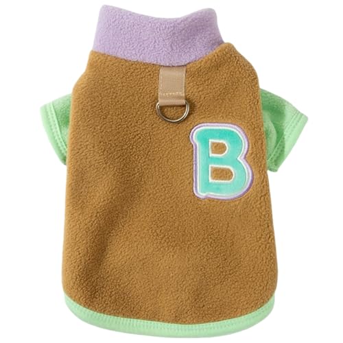 Yaopelky Haustier-Sweatshirt für kleine Hunde und Katzen, Farbblock-Design, D-Ring für die Leine, weiches Fleece für Herbst/Winter, ideales Haustiergeschenk (Kaffee, Größe XS (0,5–1,5 kg)) von Yaopelky