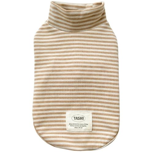 Yaopelky Hunde-Sweatshirt für kleine, mittelgroße Hunde und Katzen, Herbst-T-Shirt, langärmelig, Welpen-Outfit, lässige Hundekleidung für Yorkie, Chihuahua, Größe S (1,5–3 kg), Braun gestreift von Yaopelky