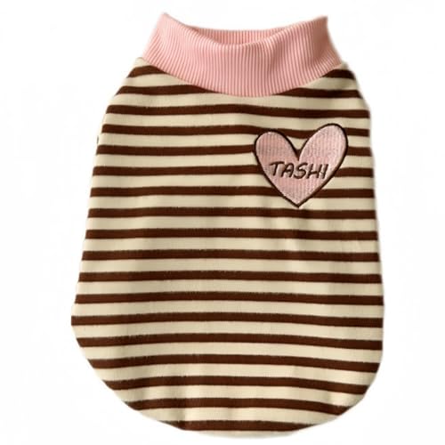 Yaopelky Hunde-Sweatshirt für kleine, mittelgroße Hunde und Katzen, Herbst-T-Shirt, langärmelig, Welpen-Outfit, lässige Hundekleidung für Yorkie, Chihuahua, Größe S (1,5–3 kg), rosa Hals) von Yaopelky
