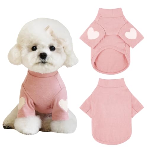 Yaopelky Hundesweatshirt für kleine mittelgroße Hunde Warmes Haustier-T-Shirt Hundekleidung mit Herzdruck Katze Welpen Outfit Hundesweatshirts für Teddy, Chihuahua Schnauzer von Yaopelky