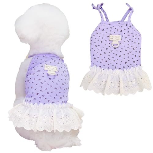 Yaopelky Hundesommerkleidung für kleine und mittelgroße Hunde und Katzen, Gänseblümchen, niedliches Haustierkleid mit D-Ring, ärmellos, Welpen-Outfits, Hunde-Shirt für Shih Tzu, Yorkie, Chihuahua, von Yaopelky