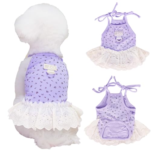 Yaopelky Hundesommerkleidung für kleine und mittelgroße Hunde und Katzen, Gänseblümchen, niedliches Haustierkleid mit D-Ring, ärmellos, Welpen-Outfits, Hunde-Shirt für Shih Tzu, Yorkie, Chihuahua, von Yaopelky