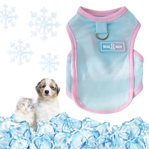 Yaopelky Kühlweste für Hunde, Sommer, Haustier-T-Shirt, atmungsaktiv, schnell trocknend, Outfit für Hunde und Katzen, Blau (Blau, XS (0,5–1,5 kg)) von Yaopelky