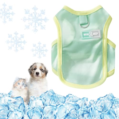 Yaopelky Kühlweste für Hunde, Sommer, Haustier-T-Shirt, atmungsaktiv, schnell trocknend, Outfit für Hunde und Katzen, Blau (Grün, Größe XL (5,4–7,5 kg)) von Yaopelky
