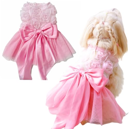 Yaopelky Kleine HundehochzeitskleiderRose Blume Bowknot Katze Kleid Welpe Tüll Kleid Katze Outfit Haustier Kostüm für Yorkie Teddy Chihuahua Yaopelky Kleine HundehochzeitskleiderRose Blume Bowknot Katze Kleid Welpe Tüll Kleid Katze Outfit Haustier Kostüm für Yorkie Teddy Chihuahua von Yaopelky