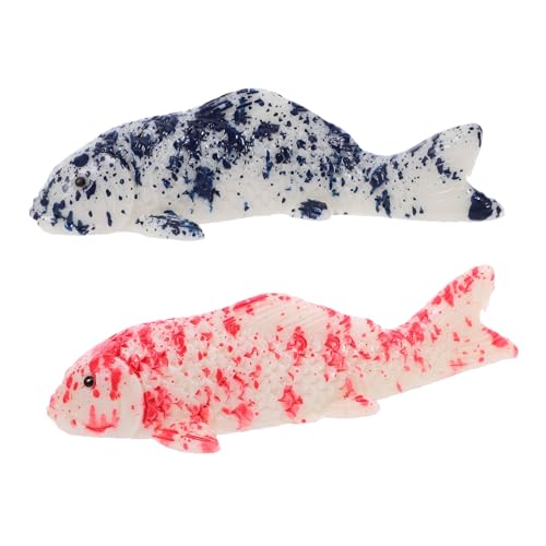 Yardenfun 2 Stück Realistische Koi Fisch Figuren aus Robustem Harz Lebensechte Mini Deko für Kleines Aquarium und Teich Fischmodelle für DIY Mikro-landschaften Glücksbringende von Yardenfun