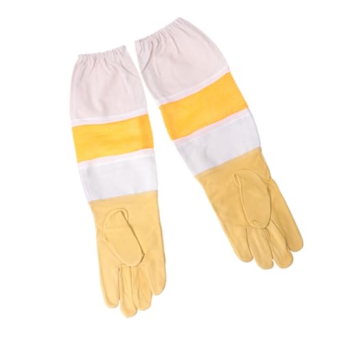 Yardenfun Atmungsaktive Imkerhandschuhe mit Schutzärmeln Belüftet Langlebig Professionelle Schutzausrüstung für Bienenhaltung und Gartenarbeit von Yardenfun