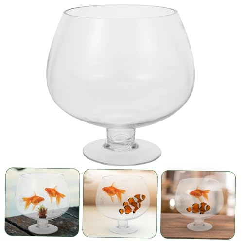 Yardenfun Transparenter Runder Pet Aquarium Glasfischbehälter Multifunktional Desktop Goldfischtank Dekorativ Platzsparend Langlebig Glatte Oberfläche für Pflanzen und von Yardenfun
