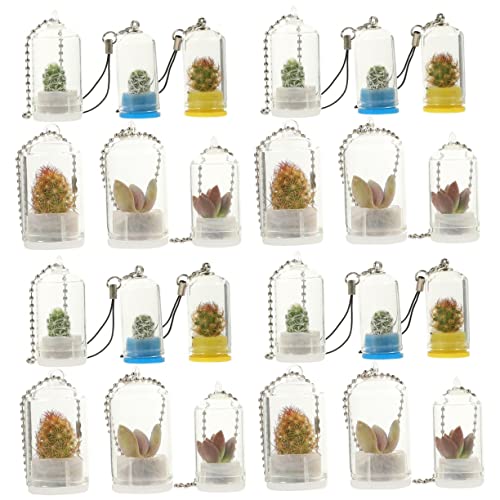 24 STK Schlüsselanhänger Terrarienbehälter Winzige Behälter Hängende Terrarienvase Glocken Für Windspiele Golddekor Hängender Blumentopf Miniaturvase Glas Suite Pflanze Baby von Yardwe