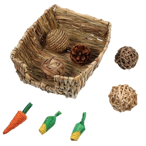Yardwe 1 Satz Hasenstrohbett hasenpuppe Hasen Rabbit Toys Kaninchengrasball Hase Grasschale Kaninchen behandelt Heu Hamster Beiß meerschweinchenbällchen zum anbeißen von Yardwe