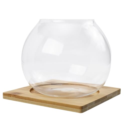 Yardwe Landschaftsflasche Mit Holzsockel Moos Saftiger Blumentopf Runder Boden von Yardwe