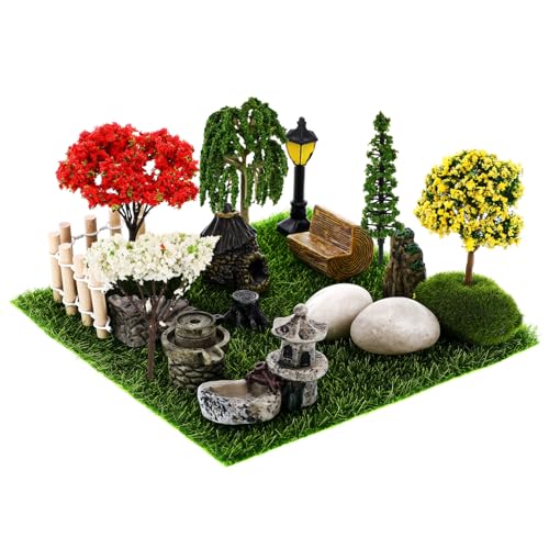 Yardwe 1 Satz Miniatur Garten Dekoration Set Kunstbäume Kunstgras Felsen für Puppenhaus Mikro Landschaft für Kreative und Miniaturprojekte Yardwe 1 Satz Miniatur Garten Dekoration Set Kunstbäume Kunstgras Felsen für Puppenhaus Mikro Landschaft für Kreative und Miniaturprojekte von Yardwe