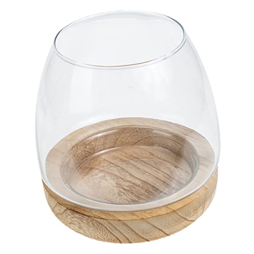 Yardwe Hydrokultur Pflanzen Hause Aquarium Pflanzer Große Glas Pflanzer Container Holz Basis für Dekorative Yardwe Hydrokultur Pflanzen Hause Aquarium Pflanzer Große Glas Pflanzer Container Holz Basis für Dekorative von Yardwe