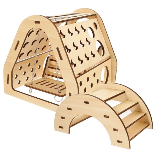 Yardwe 1satz Hamster Holzhaus Mit Rutsche Und Brücke Natürlicher Rückzugsort Für Hamster Sicheres Und Atmungsaktives Versteck Für Kleine Tiere Teiliges von Yardwe