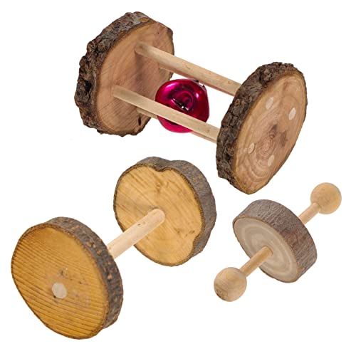 Yardwe 1satz Holzspielzeug Für Kleintiere Apfelholz Kauspielzeug Mit Glockenrolle Zahnpflege-Spielzeug Für Hamster Meerschweinchen Ratten Und Chinchillas von Yardwe