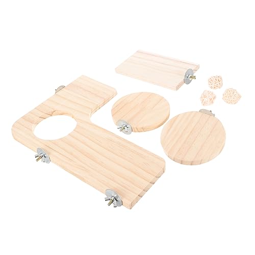 Yardwe Hamster Spielzeug Holz Plattform für Chinchillas Zwerghamster und Kleintiere 4 Stück Installieren Kletterbrett und Spielplatz Zubehör für Käfige von Yardwe