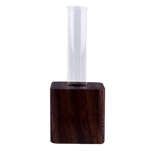 Yardwe Glas Hydrokultur Blumentopf Mit Holzsockel Reagenzglas-blumentopf Für Frische Getrocknete Blumen Tischdekoration Für Zuhause Natürlich Und Ansprechend von Yardwe
