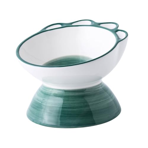 Yardwe 1 Stück Hohe Keramik Katzen Schale Haustier Katzennäpfe Hundenapf erhöhte Hundenäpfe füttern pet Water Bowl pet Bowl Katzennapf Katzenfutter Futternäpfe für Katzen Green von Yardwe