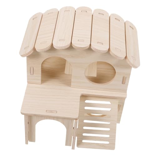 Yardwe Hamsterhaus aus Holz für Kleine Haustiere Umweltfreundliches Haustiernest mit Spielplatz und Versteck für Hamster und Mäuse Sicheres Hamsterhaus Haustierbedarf von Yardwe