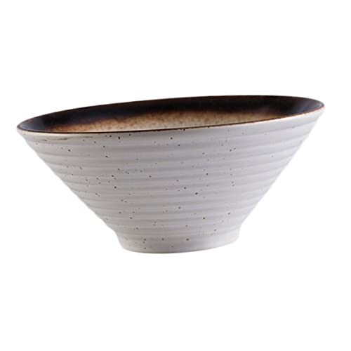 Yardwe 1 Stück Ramenschale aus Keramik Reisschalen Salatschüssel Dessertschale Obstschalen Schwarze Rührschüsseln Korb Ramen Bowl instant Noodle Bowl kreative Schüssel Keramikschale Weiß von Yardwe