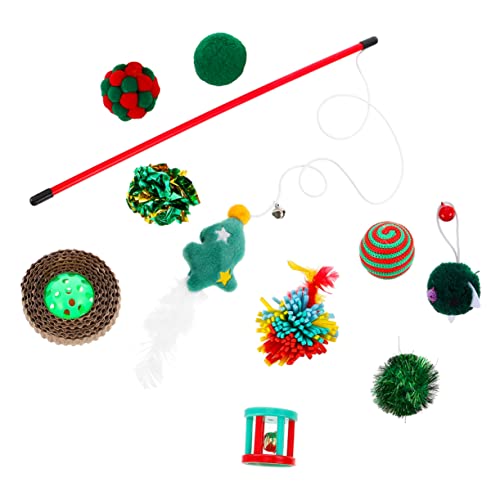 Yardwe Haustier-katzenstrumpf-Spielzeug 10 Stück Weihnachtliches Katzenspielzeug Knisterbälle Glocken Interaktives Katzenspielzeug für Weihnachten von Yardwe
