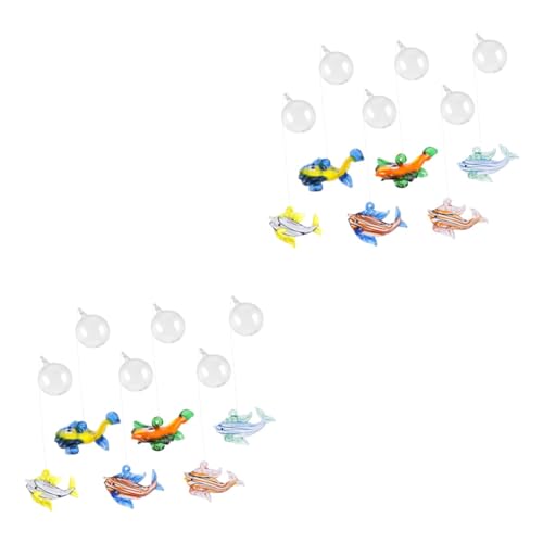 Yardwe 12 STK Schwimmender Kugel Anhänger Alle Glasaquarien Klein Miniaturaquarium Wohnkultur Frosch Spielzeug Dekoration Ausgesetzt Katze Delfin-dekor Fischfigur Aus Glas Bunt Sass von Yardwe