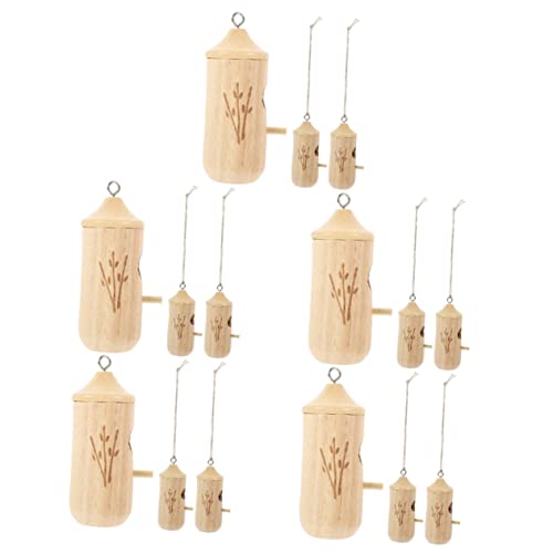 Yardwe 15 Stück Kolibri- -Blockhaus-Ornament-Vögelfutter-Schüssel Zum Aufhängen Kolibri- -Außendekoration Finkenhaus-Holz-Vogelhäuschen Künstliche Parasperlingskäfige von Yardwe