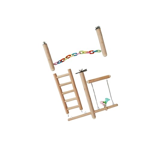 Yardwe Holzschaukel Papageienspielzeug Für Vögel Mit Reißspielzeug Kauspielzeug Und Papageienspielplatz Geeignet Für Nymphensittiche Sittiche Und Kleine Papageien Als Käfigzubehör von Yardwe