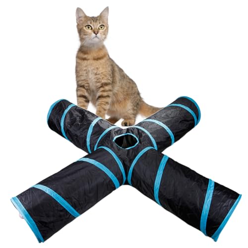 Yardwe Spieltunnel Für Haustiere Faltbares Katzen- Und Hundehaus Mit 4 Verbundenen Tunneln Für Spaß Bei Kleintieren von Yardwe