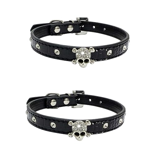 Yardwe Katzenhalsband 2 STK Halloween-Schädel-Haustierhalsband Welpenhalsbänder aus Kristall Kristallhalsbänder für Katzen Halloween Dekoration Halloween-Dekoration PU- Yardwe Katzenhalsband 2 STK Halloween-Schädel-Haustierhalsband Welpenhalsbänder aus Kristall Kristallhalsbänder für Katzen Halloween Dekoration Halloween-Dekoration PU- von Yardwe