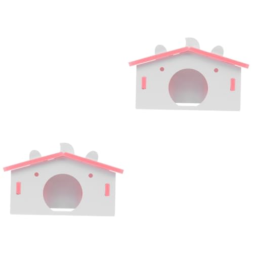 Yardwe 2 STK Hamster Nest Schlafhaus Zubehör Für Igelkäfige Meerschweinchen Versteck Haustierkäfig Rattenspielzeug Und Zubehör Hamsterspielzeug Holzspielzeug Rosa Goldener Bär Hölzern von Yardwe