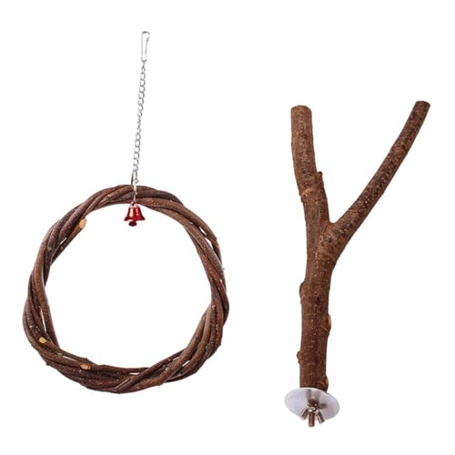 Yardwe 2 Sets Papagei Käfig Stand Rack Schaukel Spielzeug Vogel Stand Rack Schaukel Natürliche Papagei Vogel Spielzeug Für Käfig von Yardwe