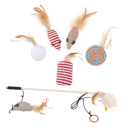 Yardwe 2 Sets Katzenspielzeug Coupon Mäuse Spielzeug Katze Interaktives Spielzeug Katze Teaser Stick Für Haustier Yardwe 2 Sets Katzenspielzeug Coupon Mäuse Spielzeug Katze Interaktives Spielzeug Katze Teaser Stick Für Haustier von Yardwe