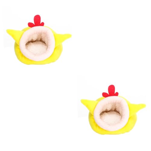 Yardwe 2stücke Hamster Nest Baumwolle Warmes Schlafbett Für Kleintiere Komfortabler Schlafsack Für Igel Und Hamster Winterzubehör Niedliches Hühnchen-Design Gelb von Yardwe