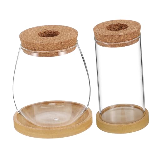 Yardwe 2-teiliges Pflanzenvermehrungsgefäß Aus Glas Mit Korkdeckel Hydrokultur Für Zimmerpflanzen Elegante Miniatur-gartenterrarien Für Luftpflanzen von Yardwe
