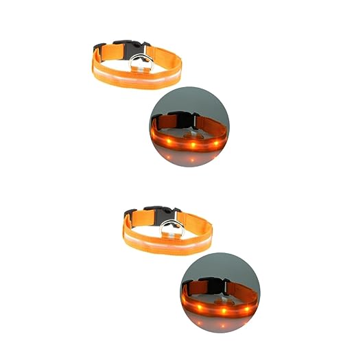 Yardwe 2 Stück LED Hundehalsband Kreisförmiger Anhänger Haustierhalsband Nachtsicherheit Haustierhalsband Drahtgeflecht Kreisförmiges Halsband Haustierhalsband von Yardwe