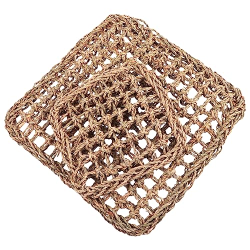 Yardwe 2 Stück Quadratische geflochtene Stroh Matte Gewebte Haustier Bettwäsche Kaninchenbett Kaninchen Heu nagermatten Amusement wischwiesel Toys Meerschweinchen Grasmatte Kaninchenmatte von Yardwe